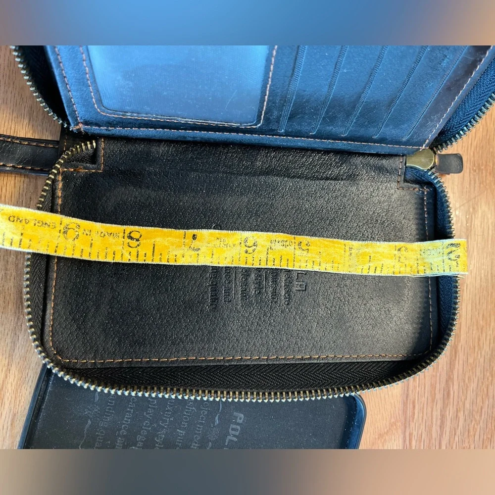 POL Black Leather Wristlet Phone Case with Zip and Snap